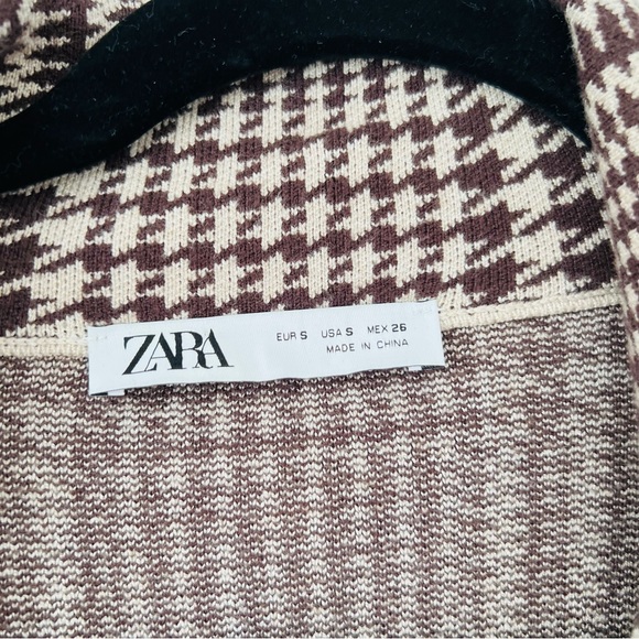 NWOT Zara houndstooth sweater blazer in espresso - Picture 4 of 6